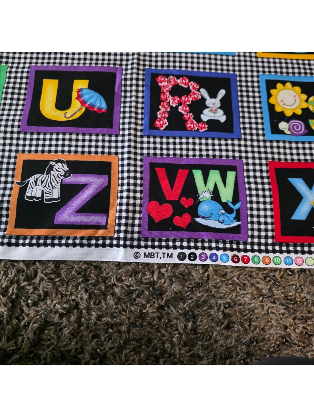 MBT Vintage Alphabet Animal Quilt Fabric Panel 36 x 45 Inches - Picture 3 of 5
